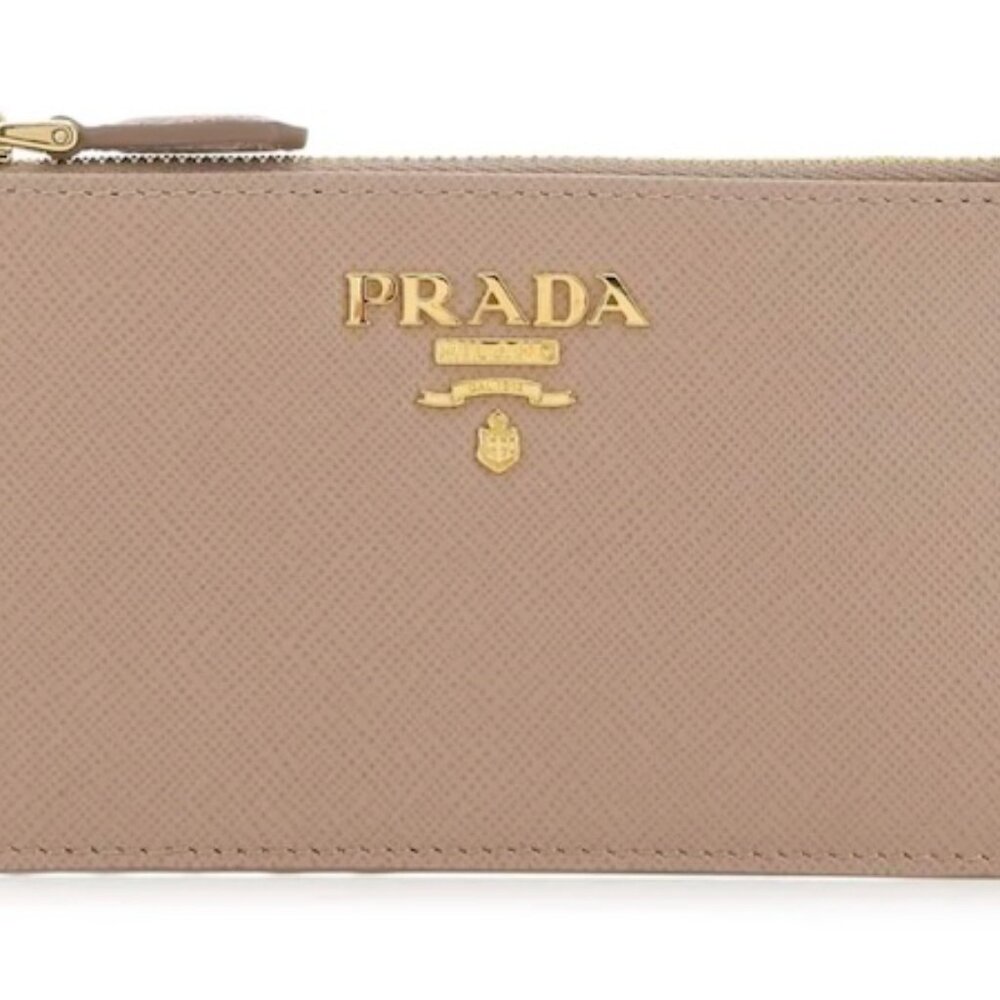 100% Authentic PRADA Saffiano Leather Zip Card Holder (Pre-Owned)